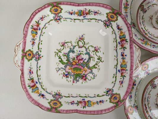 Antique Cauldon cake set for 6