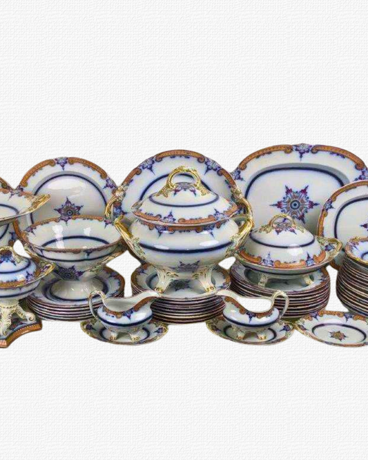 Antique Ridgway gilded tableware for 12