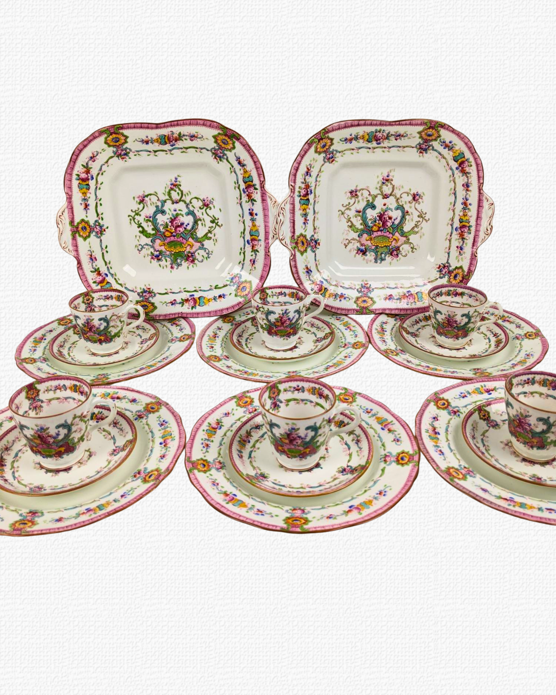 Antique Cauldon cake set for 6