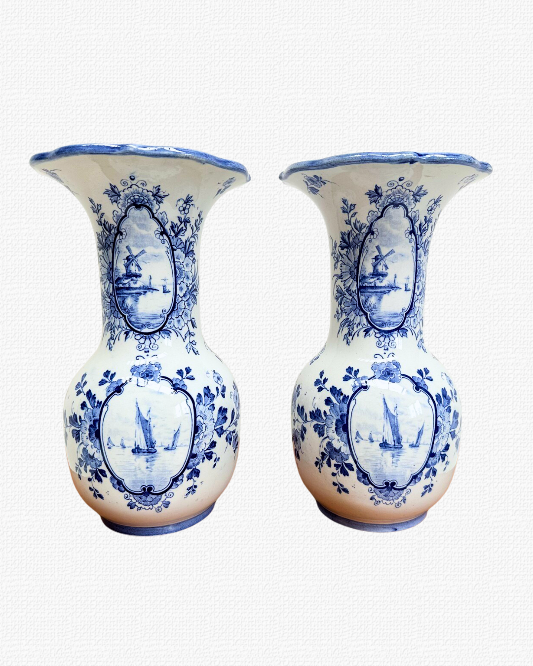 Pair of antique Delft Blue vases